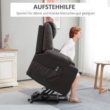 HOMCOM Electric TV Lift Chair with Assistance, 330 lbs, Brown