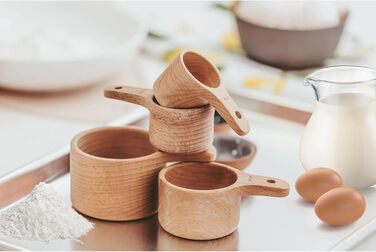 Набір мірних ложок та чашок з дерева, 10 шт. для випічки та приготування їжі, бук, ручна робота
