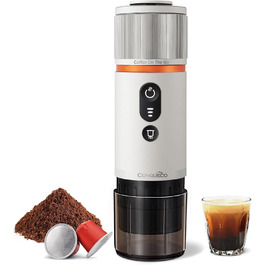 Espressomaschina Conqueco 12V: портативна кавомашина на акумуляторі для кемпінгу та подорожей. Швидкий нагрів за 2.5 хвилини, 8 чашок еспресо на одній зарядці (зелена)