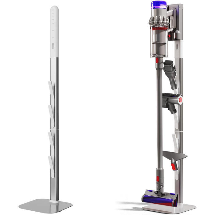 Підставка для пилососів Dyson V7, V8, V10, V11, V15, G5, V12slim, CISSIYOG, з 4 гачками, без свердління, для зберігання пилососа та аксесуарів, приховане кабельне рішення