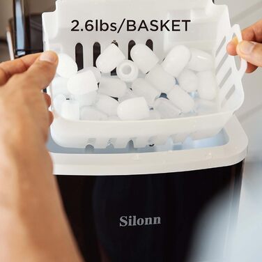 Льодогенератор Silonn IM01 2.0 L: Швидке виробництво льоду (12 кг/добу), самоочищення, для дому, офісу, бару, вечірок, чорний