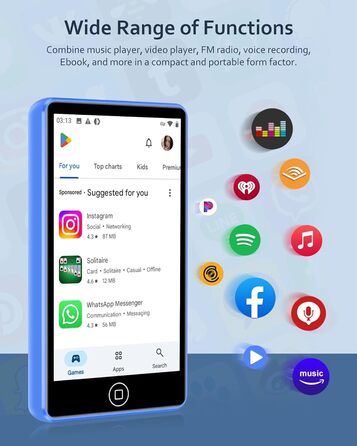 MP3 плеєр AGXOV з Bluetooth та WiFi, Android 4.02