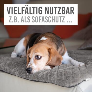 KaraLuna Dog Mat 80 x 55 cm for home & on the go | Washable | 3 sizes available | Dog blanket, dog cushion, padded dog blanket, fluffy (Large, Brown)