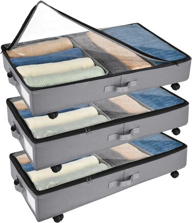 Органайзер для підліжка Xtsuen (3 шт.) з металевим каркасом, на колесах, велика місткість, для одягу, взуття та ковдр