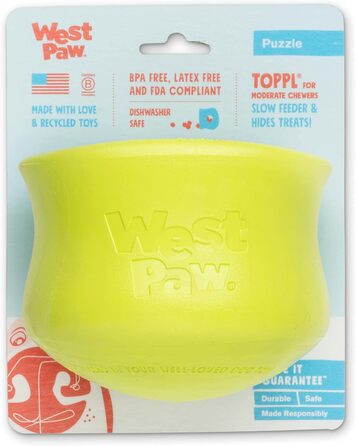 WEST PAW Zogoflex Toppl Treat Dispenser Dog Toy Puzzle - Interactive Chew Toy for Dogs - Dog Toy for Moderate Chewers, Fetching, Catching - Holds Dry Food, Treats (XL, Oma Smith)