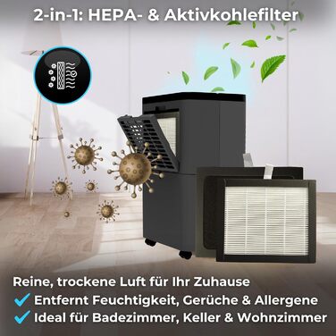 Електричний осушувач повітря Climative ION 12L/24h з Wi-Fi та очищувачем повітря для дому, квартири, ванної кімнати. Зменшує вологість та запобігає появі плісняви до 20м². (Nexi 12)