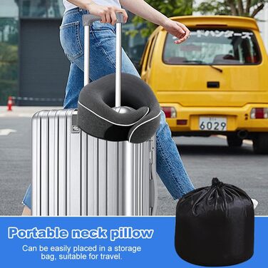 Подушка для шиї у літак, 2.0 Nackenhörnchen, подушка для подорожей, 100% Memory Foam, з 3D-маскою для сну та берушами. Ідеально для подорожей літаком, автомобілем, поїздом.