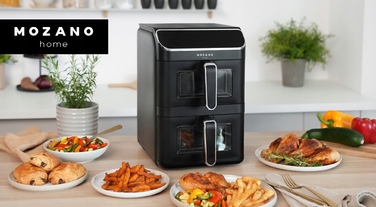 Вертикальна двокамерна аерофритюрниця 11л Air Fryer 2800W, 12 режимів