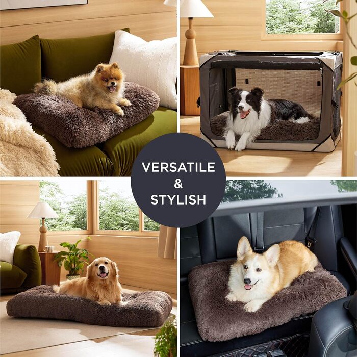 М'яке ліжко для собак BEDSURE великих порід - 104x69x8 см, миється, з антиковзним дном, коричневе