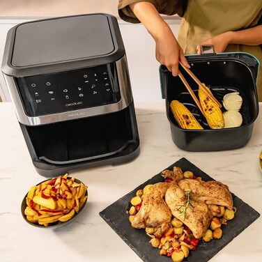 Cecotec Oil-Free Hot Air Fryer 8 L Cecofry Supreme 8000 Air Fryer. 1800 W, Touchscreen, 30º-200 ºC, 10 preset modes, preheating function, alarm, stainless steel finish