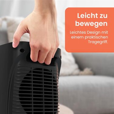 Про Breeze 1800W міні керамічний обігрівач з двома рівнями потужності, автоматичним гойданням та режимом охолодження для ванної, вітальні, офісу, тераси - чорний