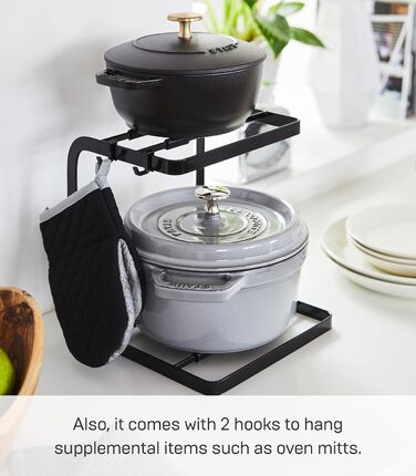 YAMAZAKI Pot Lid Holder, Steel, Black, One Size