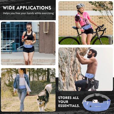 Пояс для телефону для бігу, спортивна сумка для джогінгу, водонепроникний пояс на пояс для бігу для жінок та чоловіків з 3 кишенями, велика місткість, регульований біговий пояс (Чорний + Зелений) (Синій)