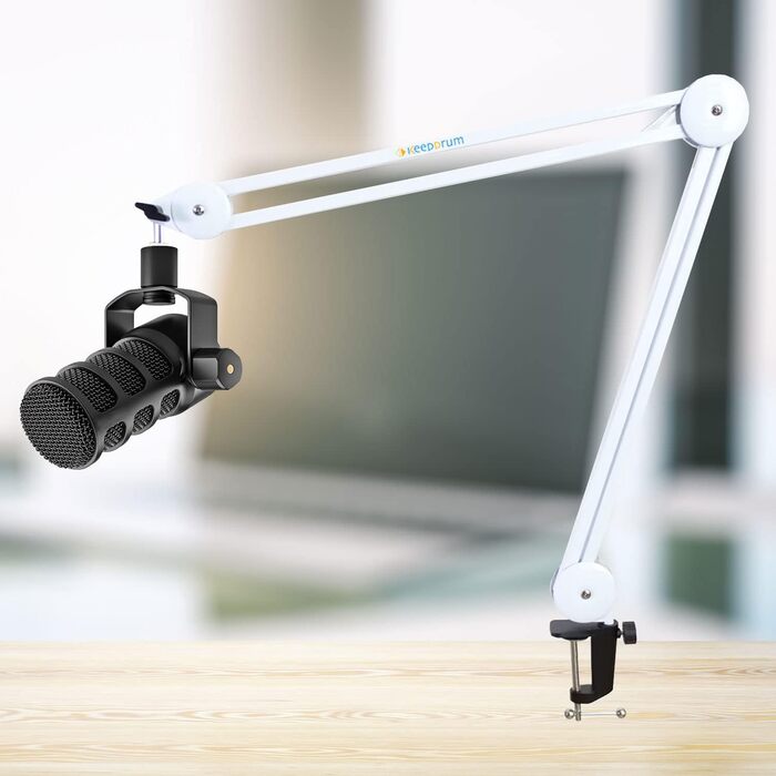 Rode PodMic USB – професійний подкаст-мікрофон з настільним тримачем Keepdrum MS138 (чорний/білий)
