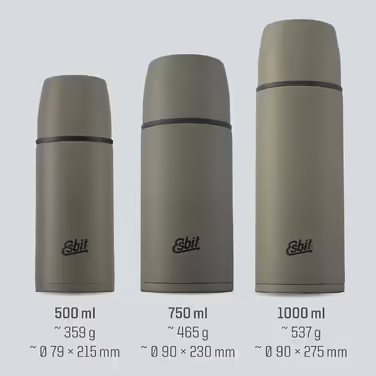 Esbit Classic Insulated Flask - Thermos for hot & cold - Thermos with 2 cups - Stainless steel drinking bottle - Leak-proof - Stainless steel