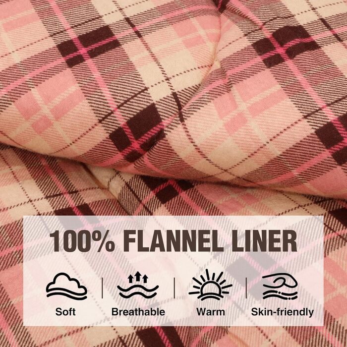 REDCAMP XL Cotton Sleeping Bag - Warm, Removable Hood, Flannel Comfort - 3-4 Season, Adult & Kids, Camping, Fishing, Outdoor - Blue/Brown (2lbs Fill)