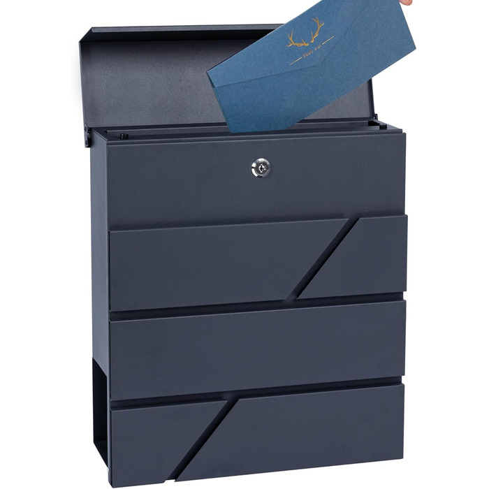 Поштова скринька Zelsius з газетницею, антрацит RAL 7016, з плавним закриттям | Настінна або стійкова установка