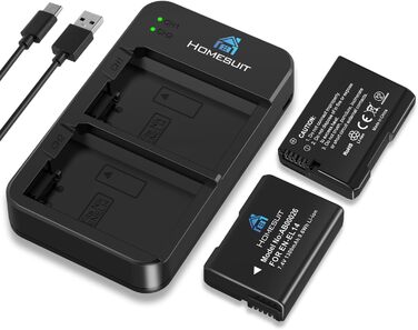Акумулятор EN-EL14 1300mAh Homesuit + LED зарядний пристрій для Nikon D3100, D3200, D3300, D3500, D5100, D5200, D5300, D5500, D5600, Coolpix P7000, P7100, P7200, P7700, P7800 (2 шт.)