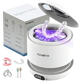 Ультразвуковий очищувач 45000 Гц з УФ-дезінфекцією 220 мл для зубних протезів, брекетів, ювелірних виробів - білий