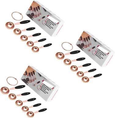 Cieeo 3-Piece Measuring Spoon Set in Rose Gold - Kitchen Helper Set, Kitchen Utensil Set, Baking Accessories Set, Wooden Spoon Set, Measuring Cup, Cocktail Spoon, Kitchen Accessories, Stainless Steel, Rose Gold