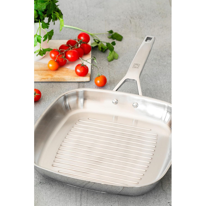 Бра Signature Гриль-сковорода рифлена 24 см з нержавіючої сталі, універсальна для всіх плит