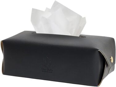 Genuine Leather Cosmetic Tissue Box, Handcrafted, Made in Italy, Perfect for Living Room, Bathroom, Kitchens, and Office/Practice (Black)