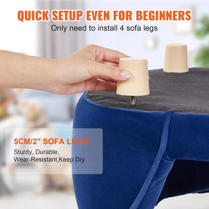 Диван для домашніх тварин VEVOR: м'яке ліжко для собак та котів, 30 кг, блакитний, 71x51x11 см