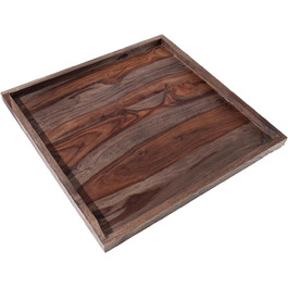 Large Makassar Tablet 50cm Sheesham Smoke Finish Serving Tray Wooden Tray Serving Table Bed Table