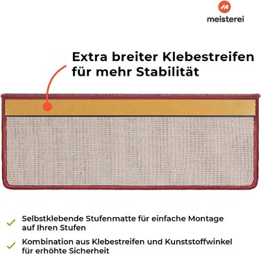 Сходинкові килимки Casa Pura London, 15 шт., 11 кольорів, міцне кріплення, стабільна кутова рейка, винно-червоний (прямокутні)