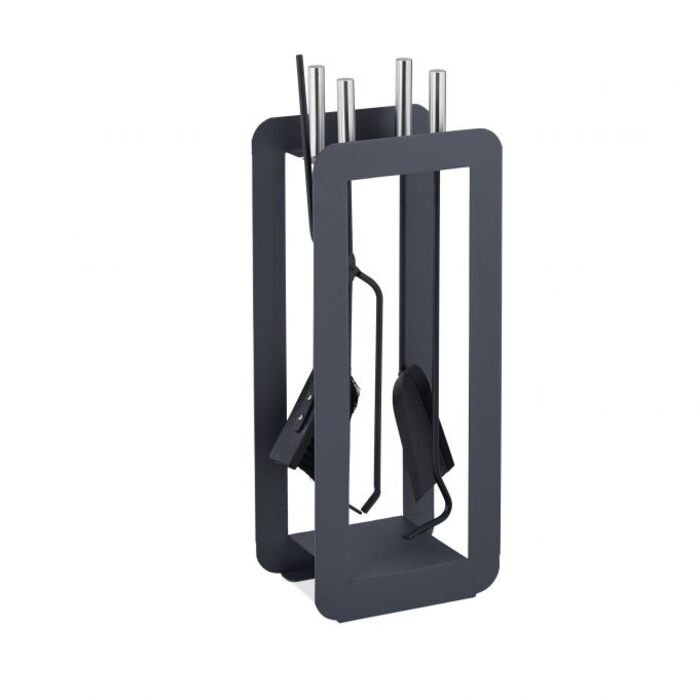 Relaxdays 5-Piece Fireplace Tool Set in Grey/Silver