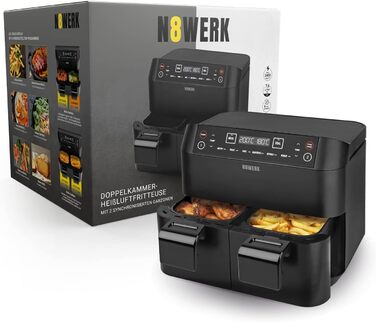 Фритюрниця-конвекційна піч Heißluftfritteuse Midnight Edition 7.6 л, 1800 Вт, 7 програм, чорний | Без олії, цифровий дисплей