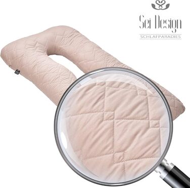 Подушка для вагітних та годування Sei Design XXL 190x35 см з мусліновим покривалом, ергономічна, U-подібна. Подушка для сну та підтримки тіла з органічної бавовни.