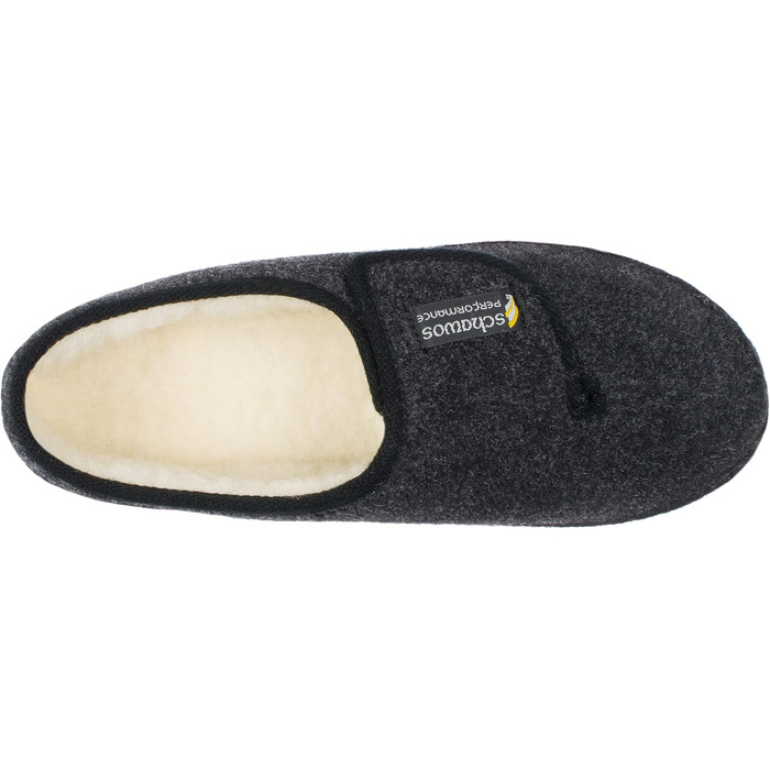 Чоловічі фетрові домашні тапочки Schawos 6064, теплі, з вовняною підкладкою, неслизькі, на липучці (42 EU, чорні)
