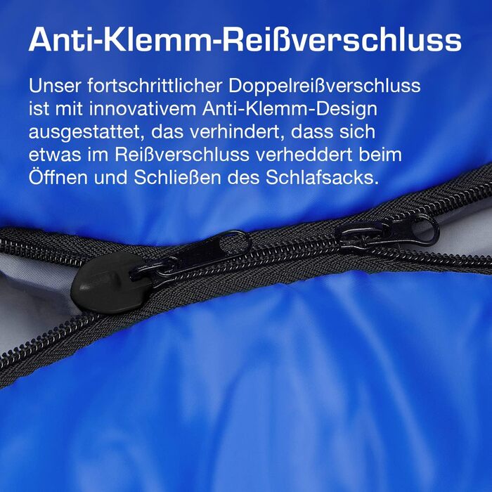 Сплячий мішок Active Era Mumienschlafsack – зимовий та літній, водонепроникний, вітрозахисний, ультралегкий, температурний режим -10°C до 10°C, компактний, для кемпінгу (блакитний)