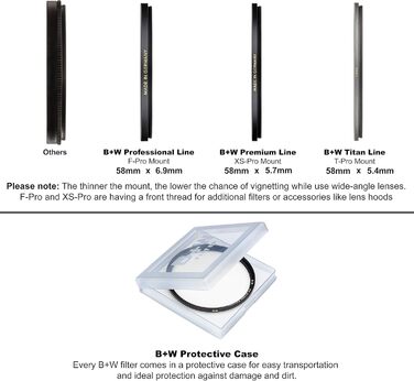 Фільтр B+W 010 UV-Haze- und Schutz-Filter T-Pro, 58 мм, з покриттям MRC Nano, Titan-Finish, ультратонкий, преміум-якість