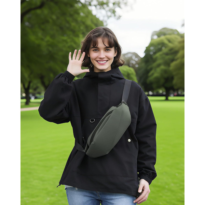 Чоловіча/Жіноча бананка з PU шкіри, водонепроникна, для спорту, подорожей, бігу, піших прогулянок, захист від крадіжок, елегантна, темно-зелена, велика