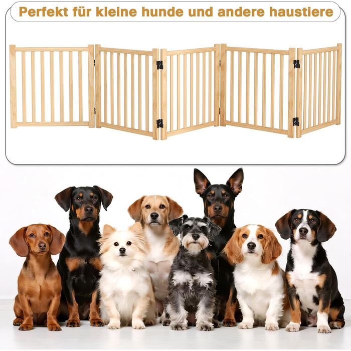 Дверцята для собак з дерева, розкладні, для кухні, коридору, вітальні, на сходи, кутова установка, підходять для собак маленьких та середніх порід, дерев'яного кольору, 2P 58см, захисний загін для собак (5-58)