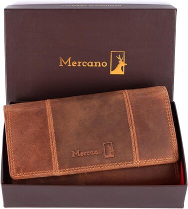 Mercano® Premium Vintage Women's Wallet Leather (Genuine Leather) Large with RFID Protection | Ladies' Purse Leather incl. Gift Box with Card Slots and Coin Pocket