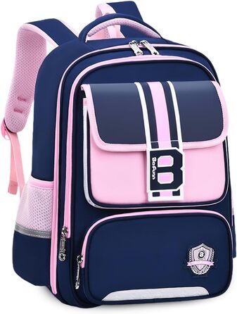 Шкільний рюкзак для хлопчика IvyH, 2-5 клас, 20 літрів. Ергономічний дитячий рюкзак для початкової школи, водонепроникний. Підходить для хлопчиків 8-12 років (темно-синій, рожевий)