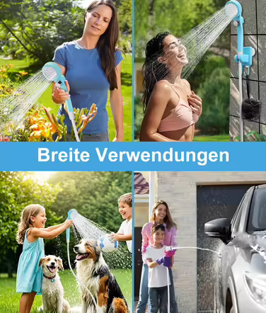 WADEO Portable Camping Shower with Battery and Pump, Camping Shower with Rechargeable 6000/8000mAh Battery, Mobile Showers Outdoor Showers with Shower Head and Hose, for Camping, Travel, Garden, Car Washing (Blue, with Double Digital Display)