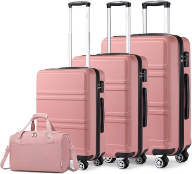 Набір валіз KONO 55 см: 2 валізи, ручна валіза з роликами, набір валіз, сумка для Ryanair, кремово-білий (рожеве золото, 4 валізи)