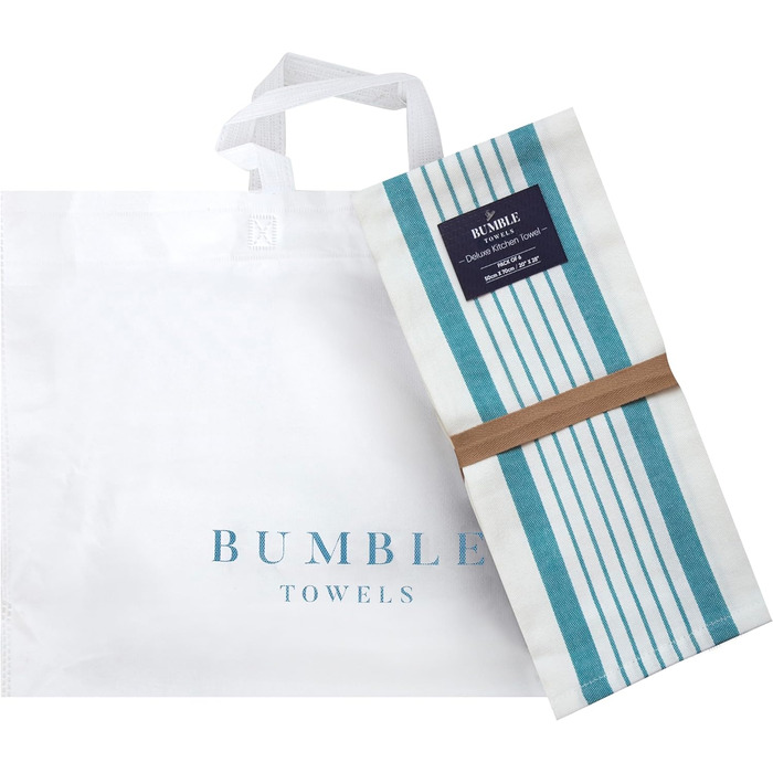 Bumble Kitchen Towels - Dishcloths, Towels, Cotton - 6 Pack - XL Size 50 x 70 cm - Elegant, Soft, and Robust Ringspun Cotton in 3 Different Textures (Aqua)