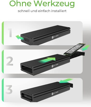 Зовнішній корпус для M.2 PCIe SSD ICY BOX Aluminium USB 3.1 Type-C IB-1817M-C31, чорний (без інструментів)