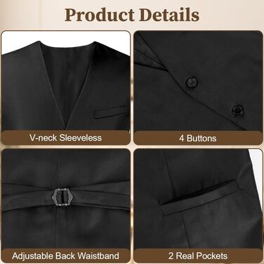 Чоловіча жилетка Casual, костюмна жилетка Regular з кишенями, V-подібний виріз, повноеколірна жилетка, вінтажний стиль, готичний дизайн, костюмний комплект для формальних заходів, весілля, вечірок, дружби, бізнесу.