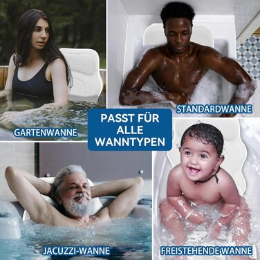 Подушка для ванни Luxus Dicke з м'яким наповнювачем для підтримки голови, шиї та плечей. Біла подушка для комфортного розслаблення у ванні. Аксесуар для спа.