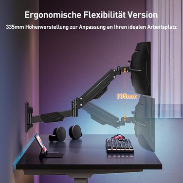 Кріплення для монітора ELIVED для Ultrawide до 43 дюймів, до 15 кг, VESA 75/100/200mm, регульована висота, газ-амортизатор, EV3421B