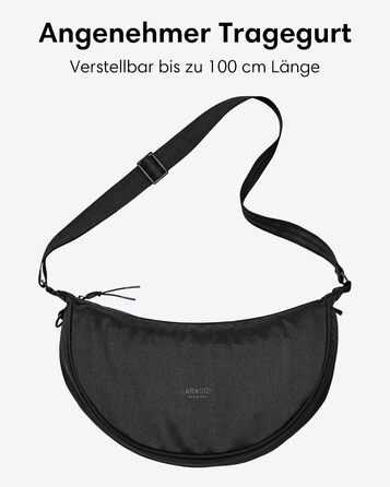 Сумка через плече LARKSON Solveig Medium чорна - Водовідштовхувальна напівмісячна сумка 6.5 л для жінок та чоловіків