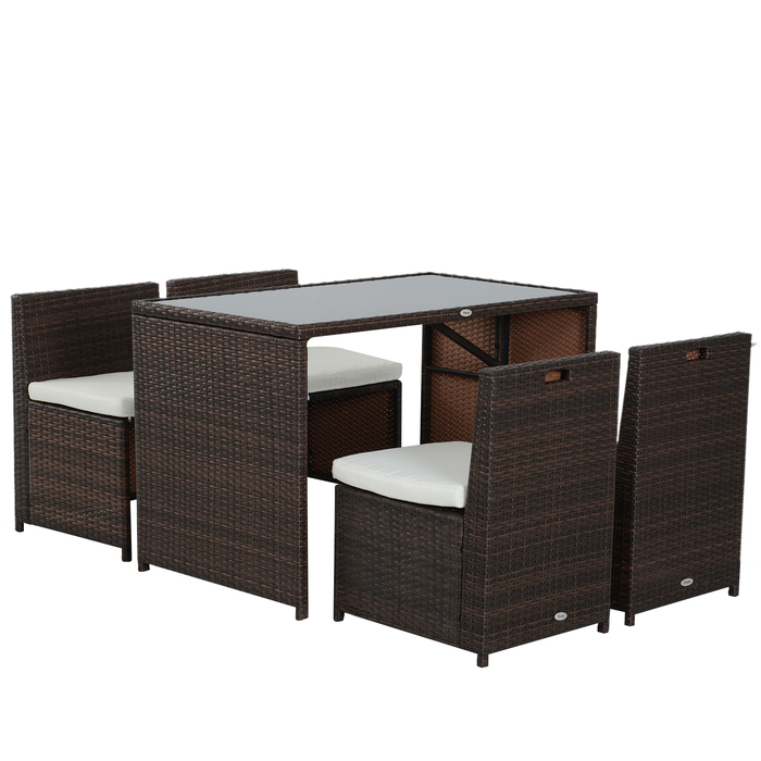 Набір садових меблів Outsunny з ротангу Polyrattan, 5 предметів. Лаунж-набір для саду, балкону або тераси, стійкий до погодних умов та елегантний.