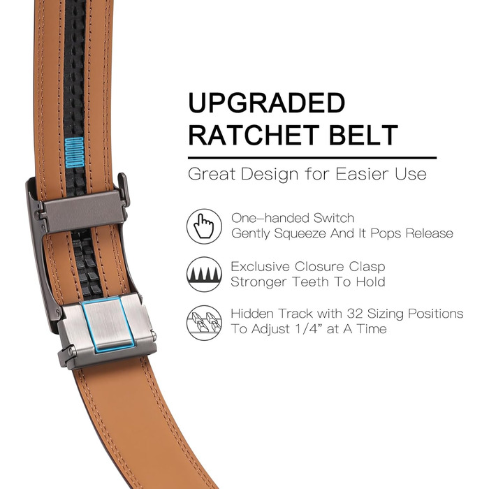 Чоловічий шкіряний ремінь SENDEFN з автоматичною пряжкою, ширина 35 мм, регульований розмір 32-38 дюймів (115 см), матовий чорний