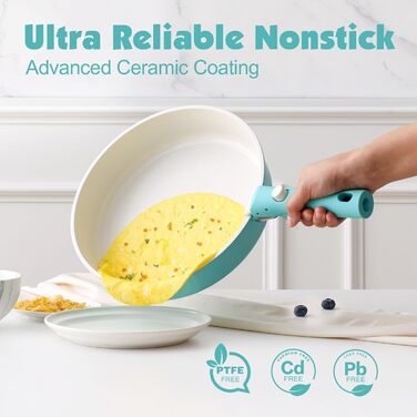 Набір каструль SENSARTE з керамічним покриттям, 17 предметів, антипригарне, для всіх плит, безпечне, можна мити в посудомийній машині, можна використовувати в духовці